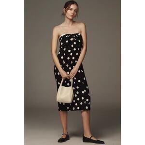 NWT Anthropologie Strapless Bow-Front Midi Dress $168 XL Black Removeable Straps